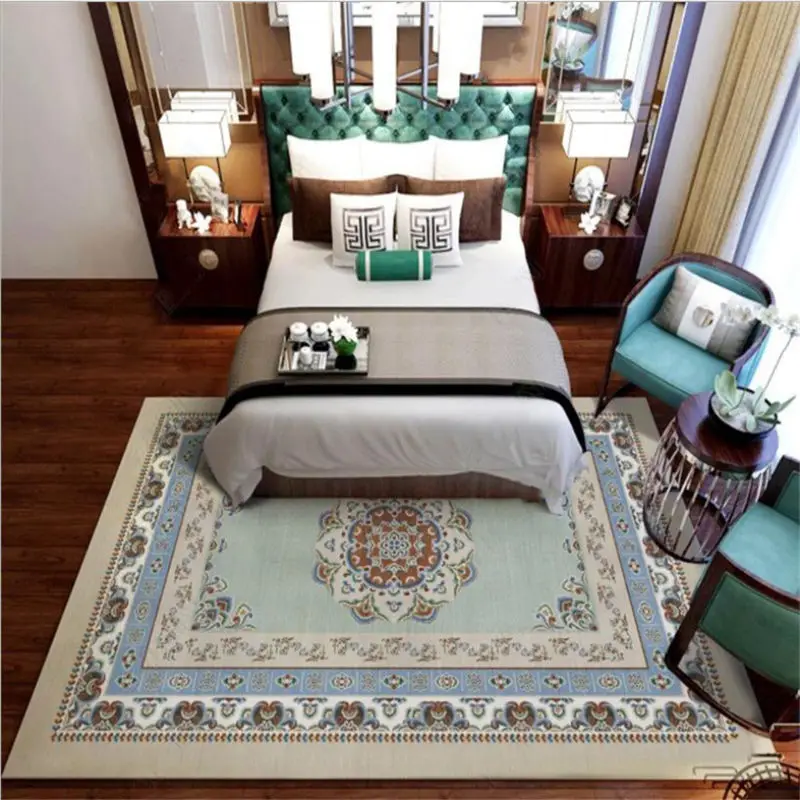 Bubble Kiss Европейский стиль пасторальный синий зеленый ковер с цветочным узором