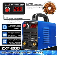 zx7 200 200a 220v mini portable electric welding machine 4000w digital display igbt dc inverter blue arc mma stick welder
