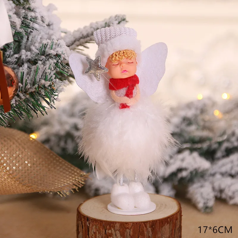 135-white girl Год Noel Рождественские куклы Ангел подвеска с Санта-Клаусом украшения Рождественская елка украшения для дома дети натальный подарок ремесло - Цвет: 135-white girl