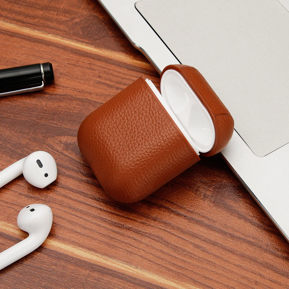LISM чехол из натуральной кожи для Apple Airpods 1/2 противоударный ПК чехол для AirPods протектор для наушников Litchi шаблон чехол Капа