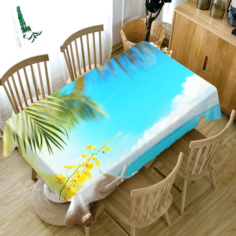 Скатерть хлопковая прямоугольная/круглая плотная с 3d-рисунком каменных цветов