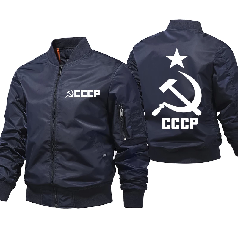 

Autumn winter Men's Bomber Jacket CCCP Casual Zipper Air Force Pilot Jacket men Thick Warm Hip Hop