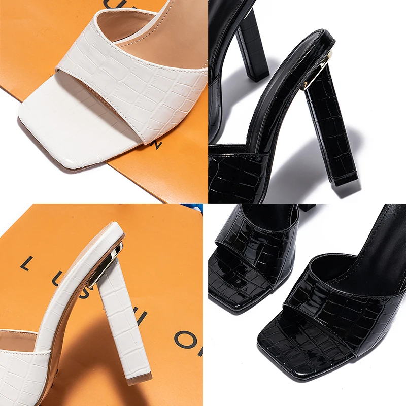 

Women Sandal 2021 Summer Women Pumps High Heels Square Toe Female Shoes High-Heeled Shoes For Women Slippers Slides Flip-flops