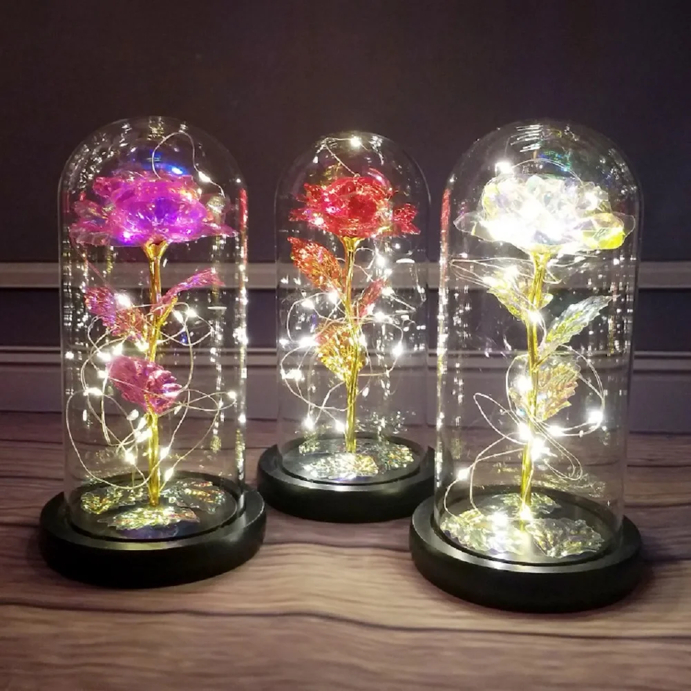 

Hot Selling Valentine's Day Christmas Creative LED Night Lights Rose Gift Box 24K Foil Flowers