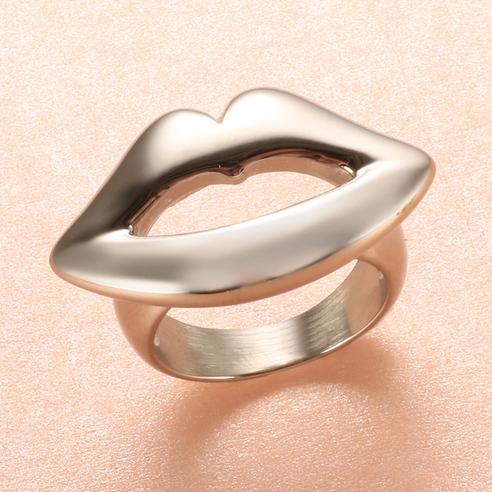 

Stainless Steel Sexy Lip Ring Hip Hop Exaggerated Ring For Women Men Stainless Steel Ring Jewelry Gift