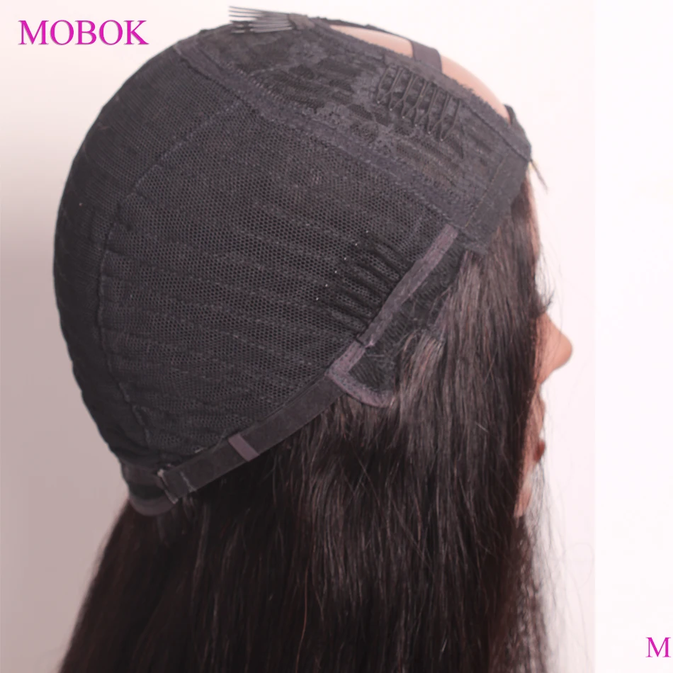 Mobok прямые человеческие волосы парики U часть прямой парик Remy 180% бразильские