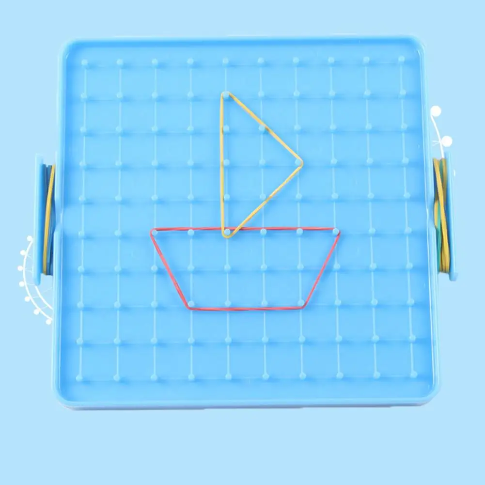 

16x16cm Double Sided Geoboard Nails Peg Board Elastic Bands Kids Teaching Aids