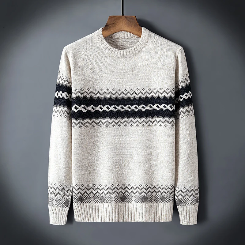 

Мужской трикотажный пуловер из шерсти и хлопка ICPANS, белый флисовый теплый вязаный клетчатый свитер с длинным рукавом на осень и зиму, 2020