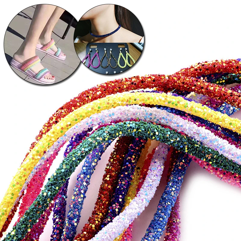 

Colorful Ab Sequined Plastic Hose ,1 yd 0.9m,Use For Wedding Dress,Hat,Party Clothing,Jewelry，Bag DIY Decoration