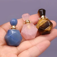 natural stone gem perfume essential oil bottle pendant hexagon handmade crafts diy necklace jewelry accessories gift making