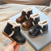 toddlers kids snow boots for boys girls fashion classic black brown warm cotton children new winter boots leather school 23 32