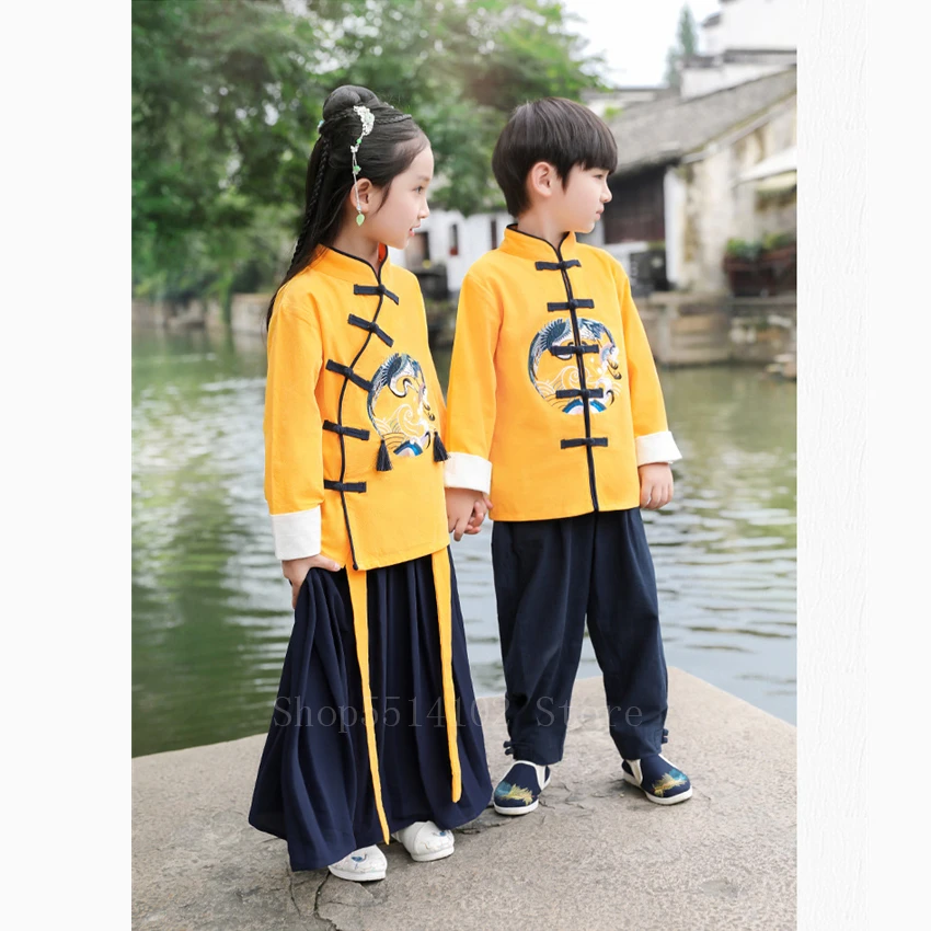 Древний китайский костюм платье Ципао детский винтажный Тан одежда для