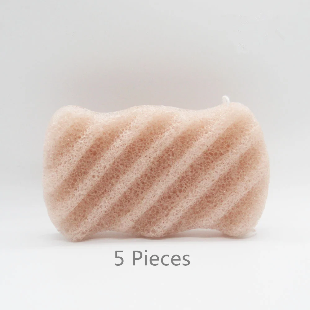 5pcs pink 5 шт коньяк губки Конняку Косметическая пуховка уход за лицом флаттер Очищение лица мытье хлопка макияж инструменты для отшелушивания, купания - Цвет: 5pcs pink