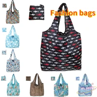 stylish foldable shopping bag reusable eco friendly waterproof shopping backpacks tote grocery foldable storage bag shopper bag