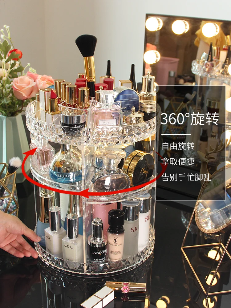 Вращающийся ящик для хранения косметики настольный туалетный столик товары
