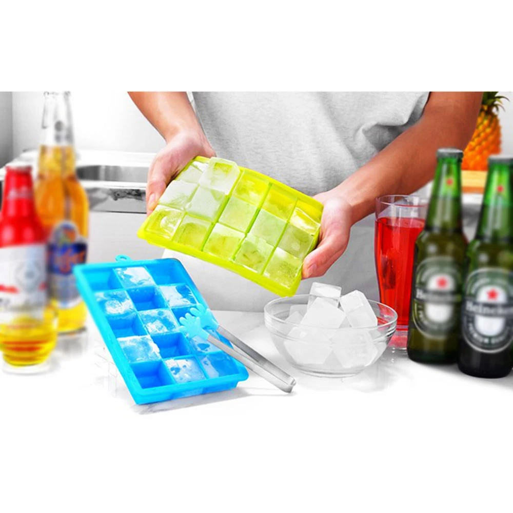 Ледяной куб лотки 15 силиконовых кубиков льда формы со съемной крышкой Набор для