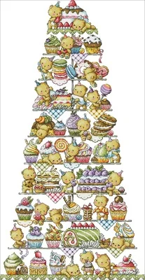 

-Ten Tier Bear Cake Tower counted cross stitch package flower aida 22ct 25ct 18ct 14ct 11ct people kit embroidery