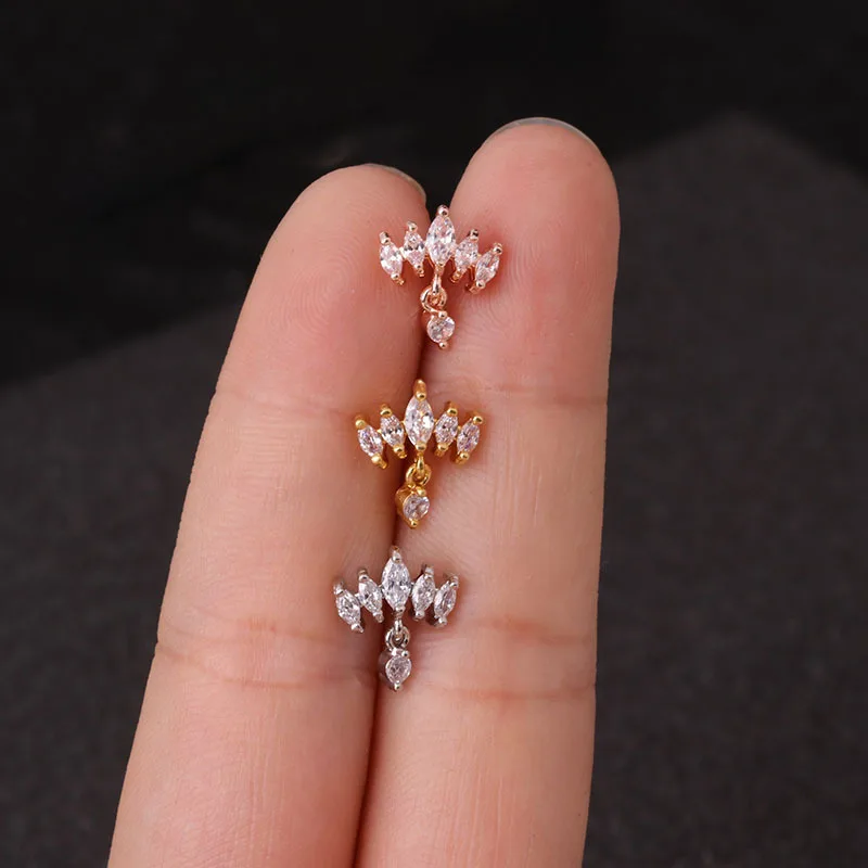 

Gold Drop Dangle Ear Ring Studs Helix Cartilage Conch Tragus Stud Labret Septum Earring Piercing Set Body Jewelry H6