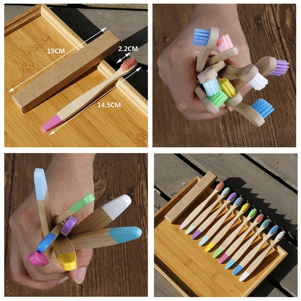 

10pcs Eco-friendly Bamboo Handle Medium Bristle Toothbrush Healthy Dental Care Hygiene Tooth Brush Teeth Cleaning for Children