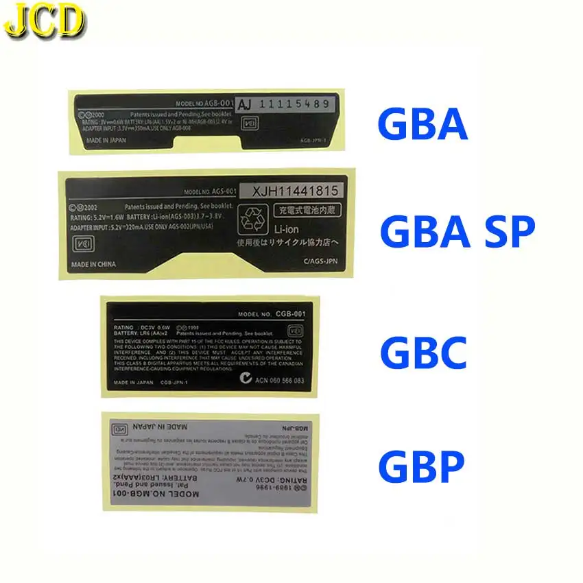 JCD 1 шт. новые этикетки наклейки Замена для Advance SP Цвет GBA GBC GBP игровой