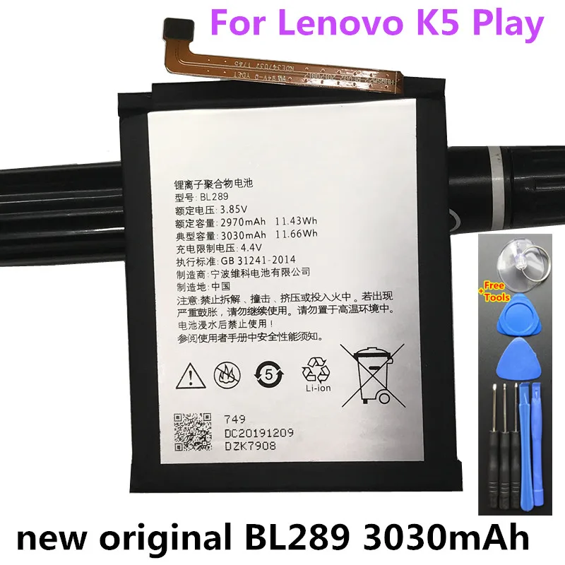 

Original High Quality BL289 3030mAh batterie Batteries for Lenovo K5 Play Battery + Tools