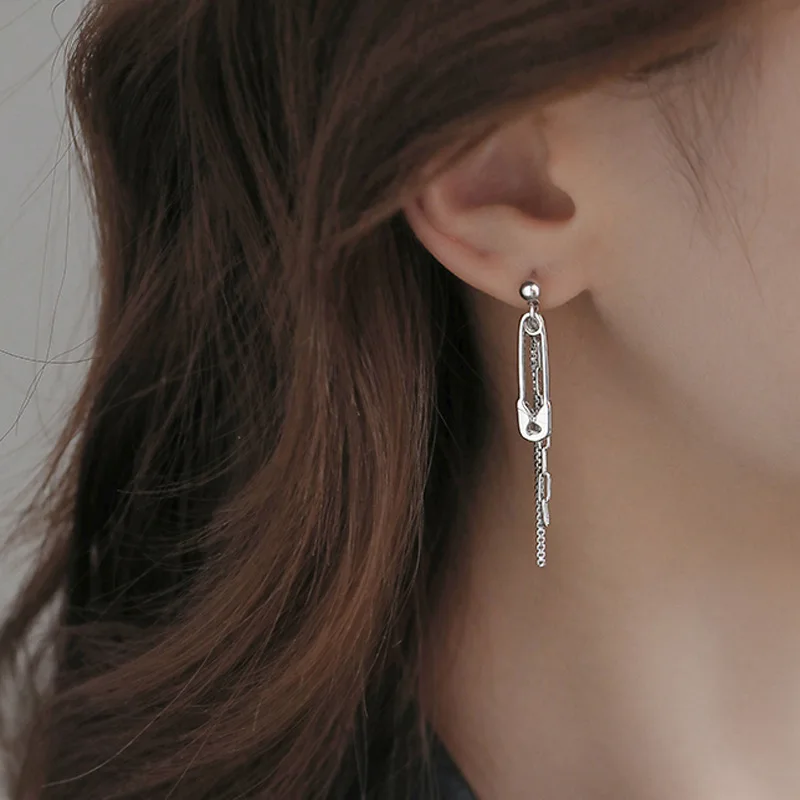 

2022 Design Earring For Women Tassels Chain Fashion Statement Earrings Silver Color Drop Earrings Pin Chain Earrings Kolczyki
