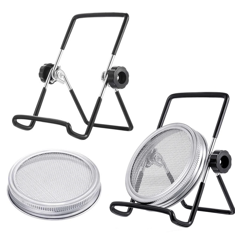 

2 банки из нержавеющей стали для проращивания, комплект крышек для превосходной вентиляции, подходит для каменных банок с широким горлом, ко...