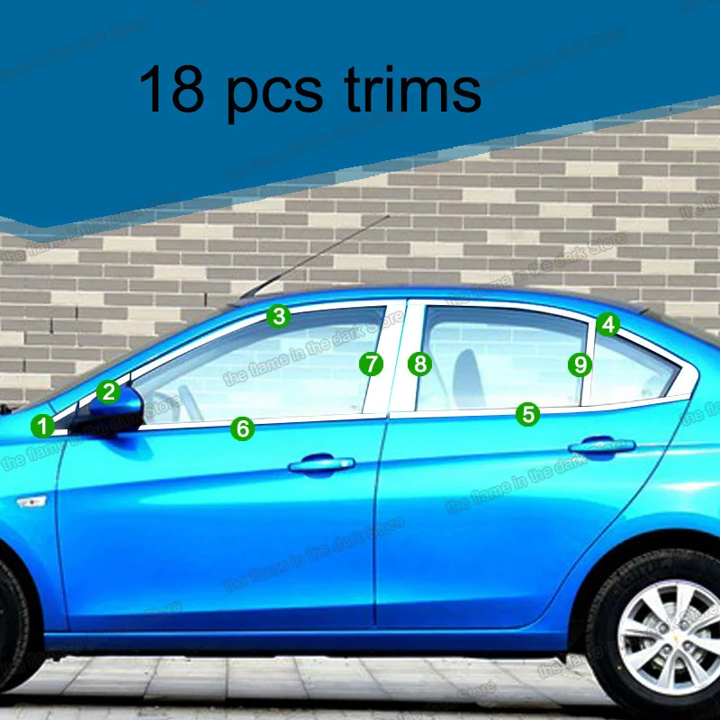 lsrtw2017 304 stainless steel car window trims for chevrolet sail 2015 2016 2017 2018 3rd generation | Автомобили и мотоциклы