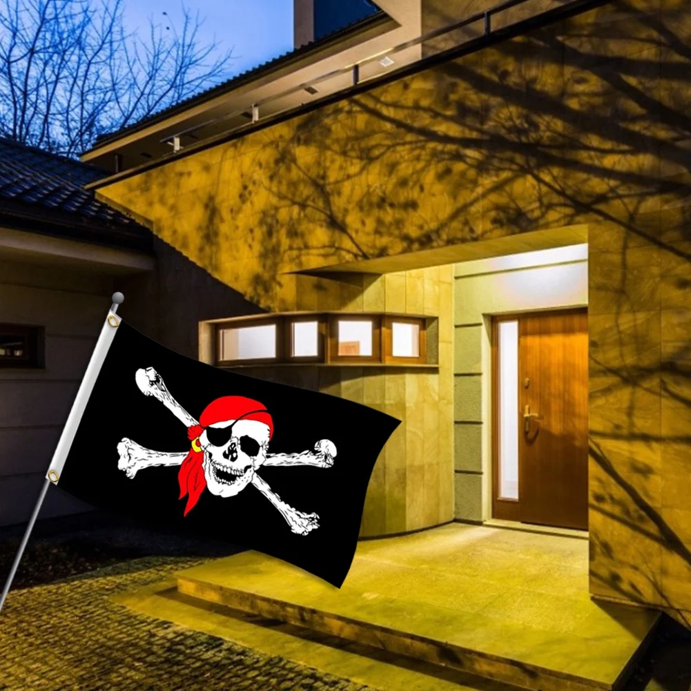 Флаг пирата с красным носовым платком-яркие цвета и выцветание-головка Canva