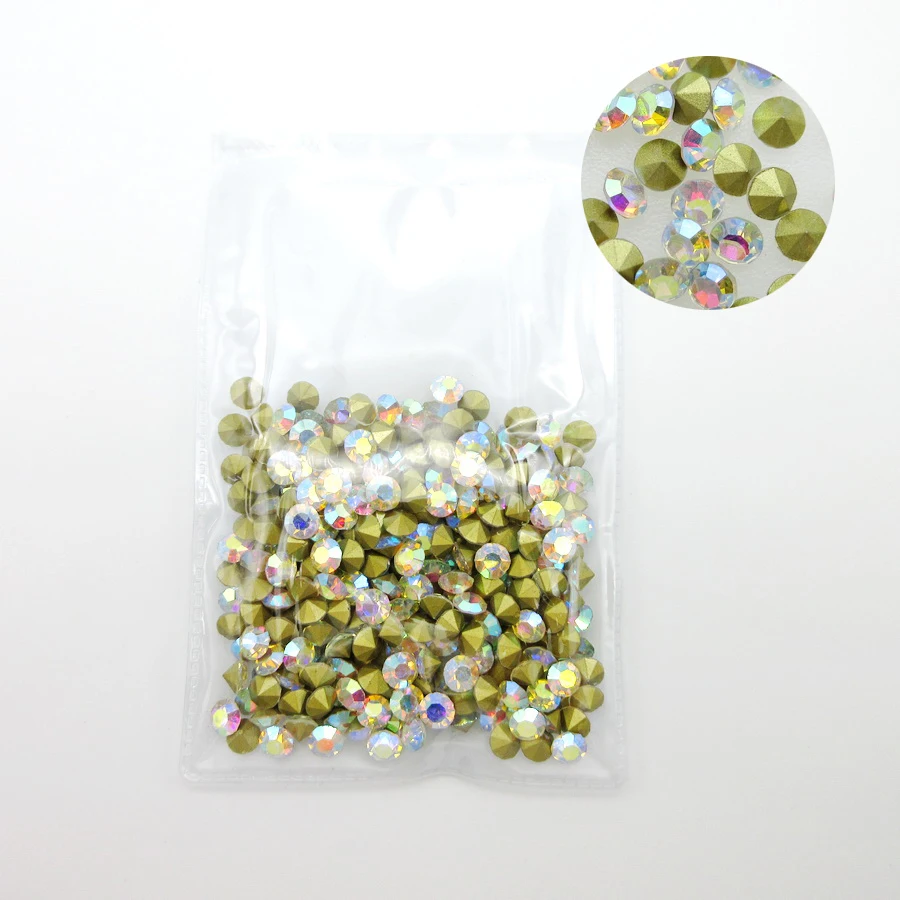 Высококачественные стеклянные стразы клеевые бусины AB круглой формы цветные для