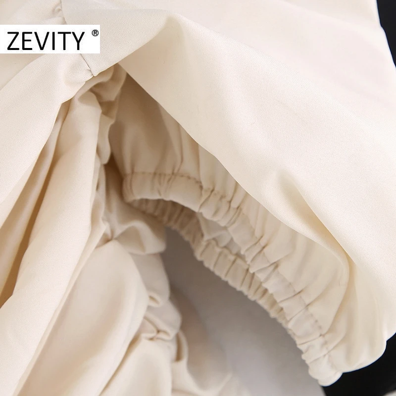 ZEVITY women sexy single shoulder black bow asymmetric smock blouse shirt pleats elastic chic blusas femininas tops LS7128 | Женская