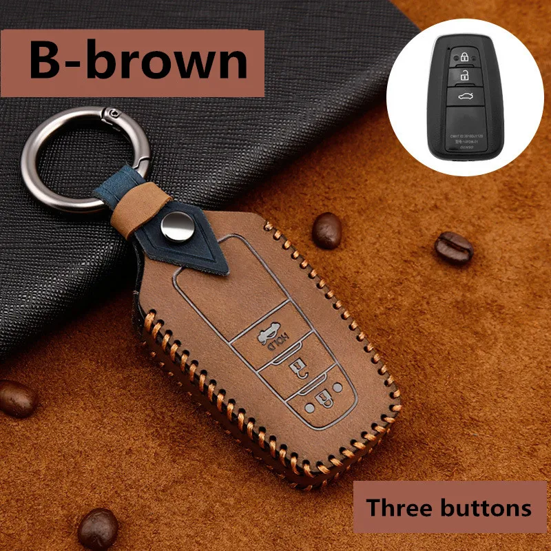 

Чехол для автомобильного ключа из натуральной кожи для Toyota Camry Prius Corolla C-HR CHR RAV4 Avalon Land Cruiser Prado 2018 2019 2020 Remote Fob