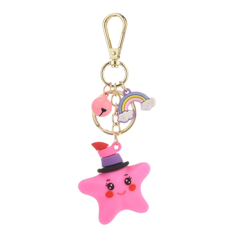 

PVC Soft Plastic Keychains Accessories Starfish Rainbow Bell Pentacle Key Chains Car Pendant Bag Pendant Jewelry Key Rings