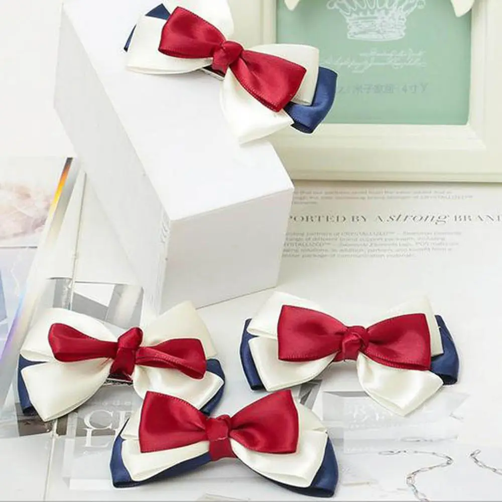 Корейский Сладкий бант заколки для волос девочек темно синий стиль мульти