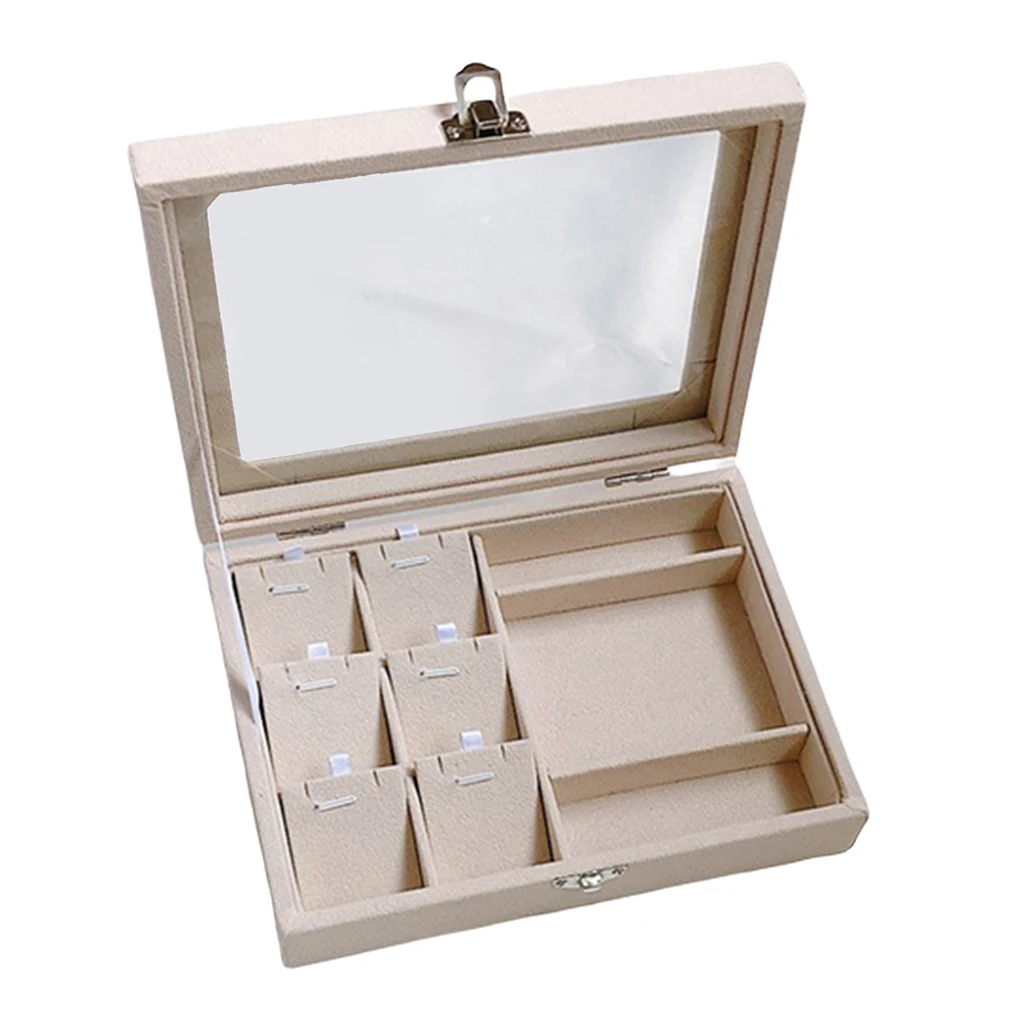 

Clear Lid Stackable Jewelry Display Trays Trinkets Showcase Wooden Jewelry Organizer Storage Trays