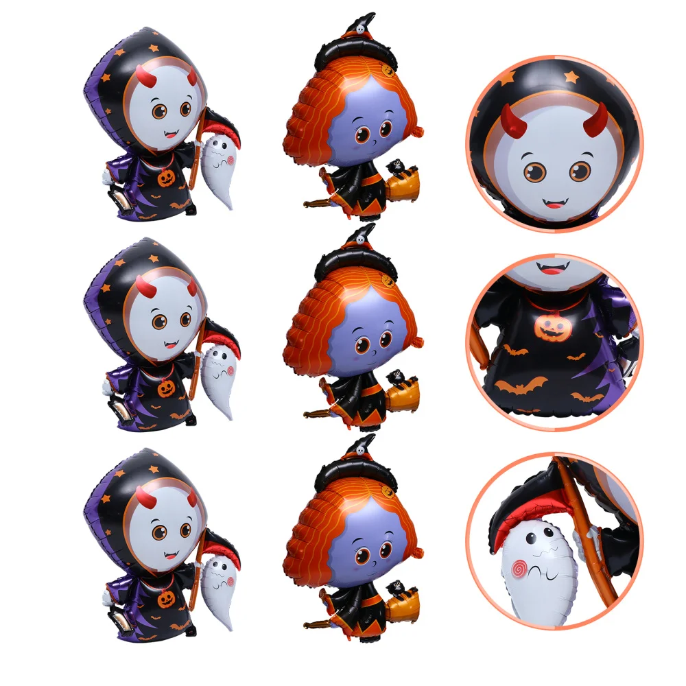 

6pcs Witch Balloons Decorative Balloons Home Supplies (Assorted Color)