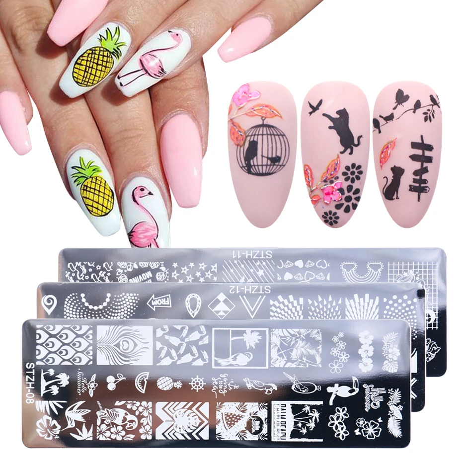 1 шт. новые пластины для стемпинга ногтей цветочное кружево лист гель изображение