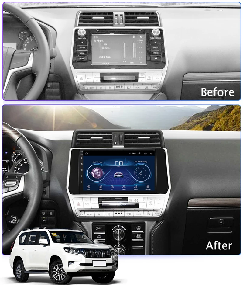 10 1 дюймовый IPS и 2.5D сенсорный экран Android 8 автомобильный DVD GPS навигатор для Toyota Prado
