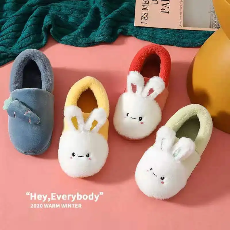 

New Warm Home Winter Women Slippers Indoor Fur Warm Cotton Shoes Cute Cartoon Rabbit and Radish Bedroom Woman/Men Furry Slides