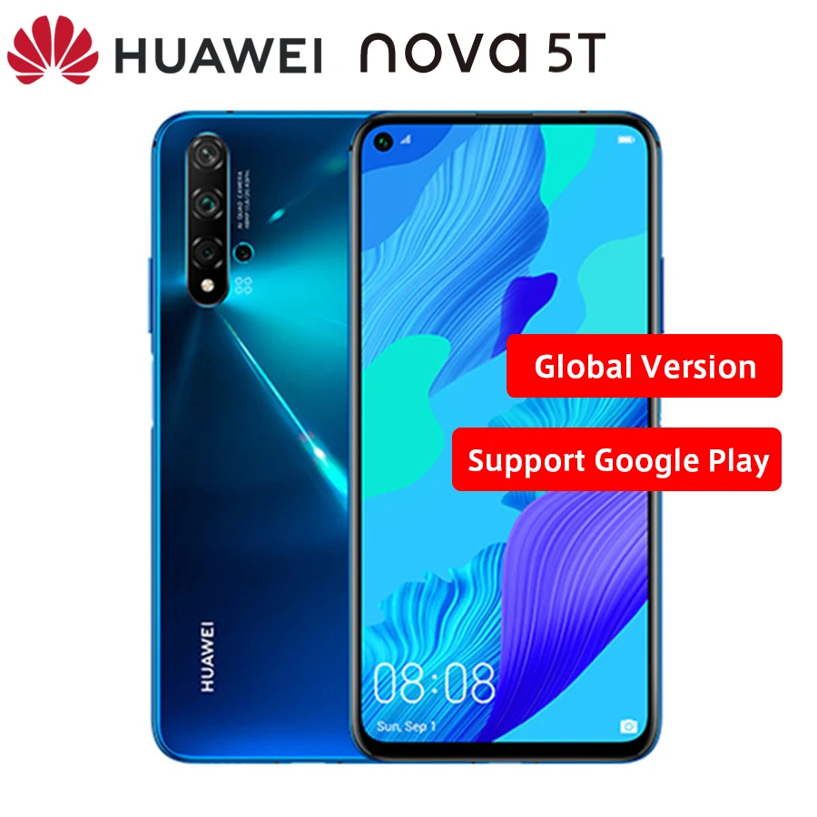 Глобальная версия Huawei Nova/5T LTE мобильный телефон 6 26 &quot8GB RAM 128GB ROM Kirin 980 48MP камера