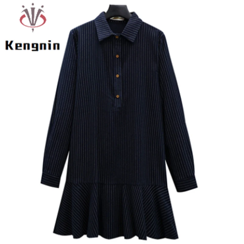 

Женское платье-рубашка свободного кроя, большого размера, на осень/зиму