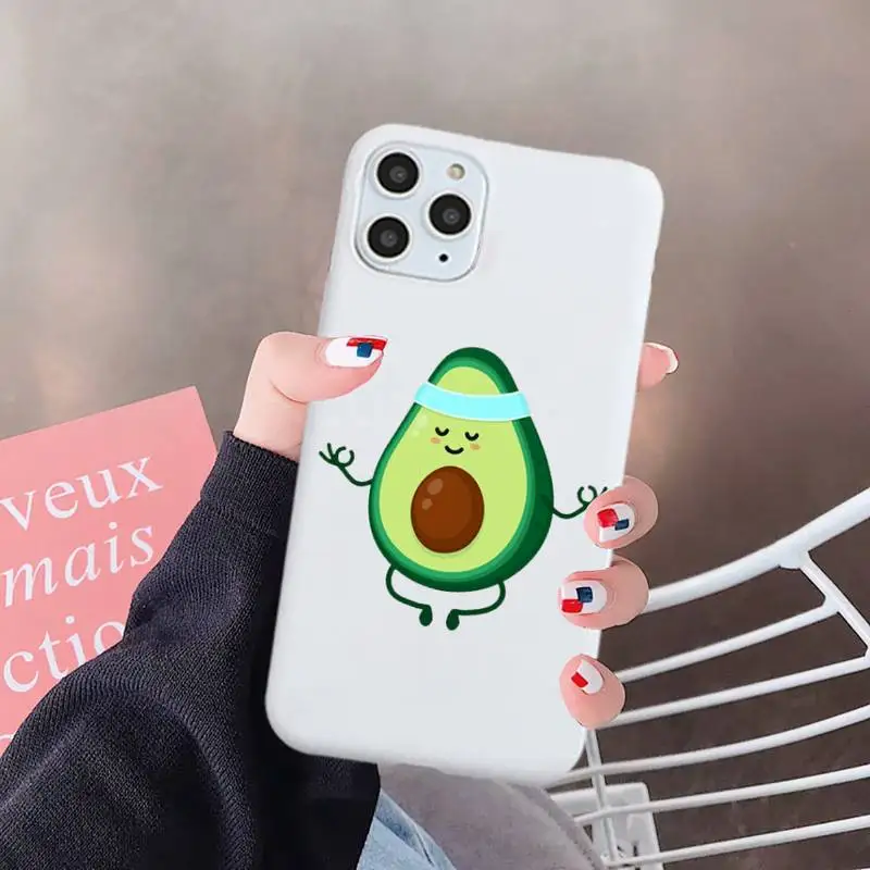 

Cute cartoon aguacate Fitness fruit Phone Case Candy Color for iPhone 6 7 8 11 12 s mini pro X XS XR MAX Plus