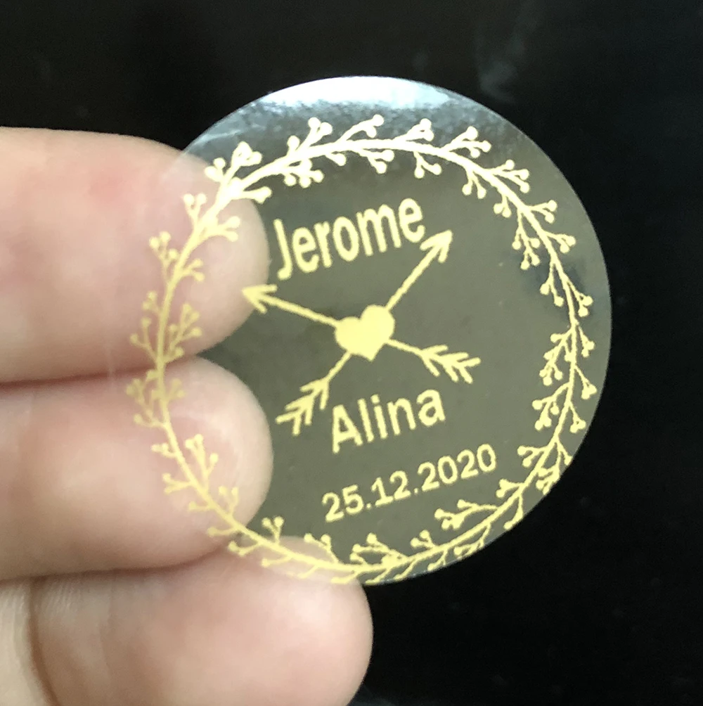 

100PCS Wedding Decoration Customized Transparent Sticker Mariage Candy Favors Handmade Gift Boxes Label Personalized Stickers