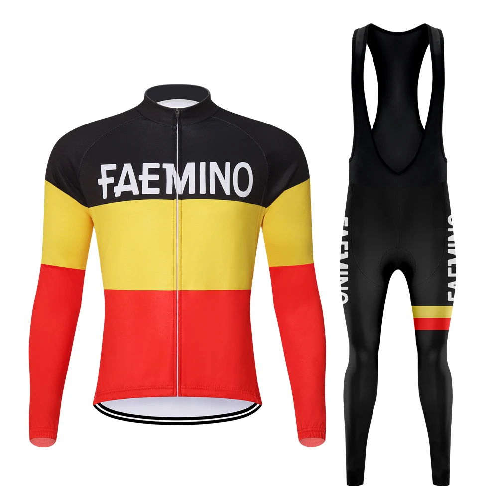 

Джерси FAEMINO для велоспорта, Мужская одежда, комплект для велоспорта, костюм с длинным рукавом, быстросохнущая сетчатая одежда, брюки для гор...