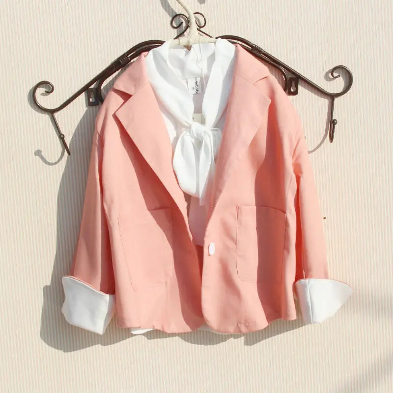 Детская куртка для девочек одежда на весну и осень хлопковый повседневный костюм