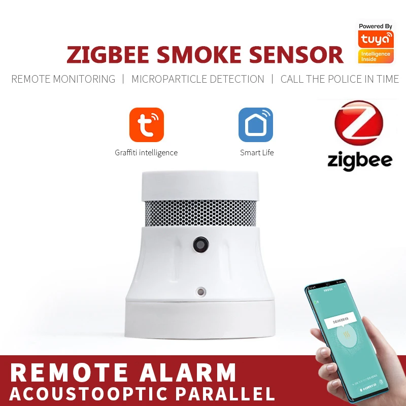 

Датчик дыма Tuya Zigbee, умный детектор дыма с управлением через приложение Smart Life/Tuya