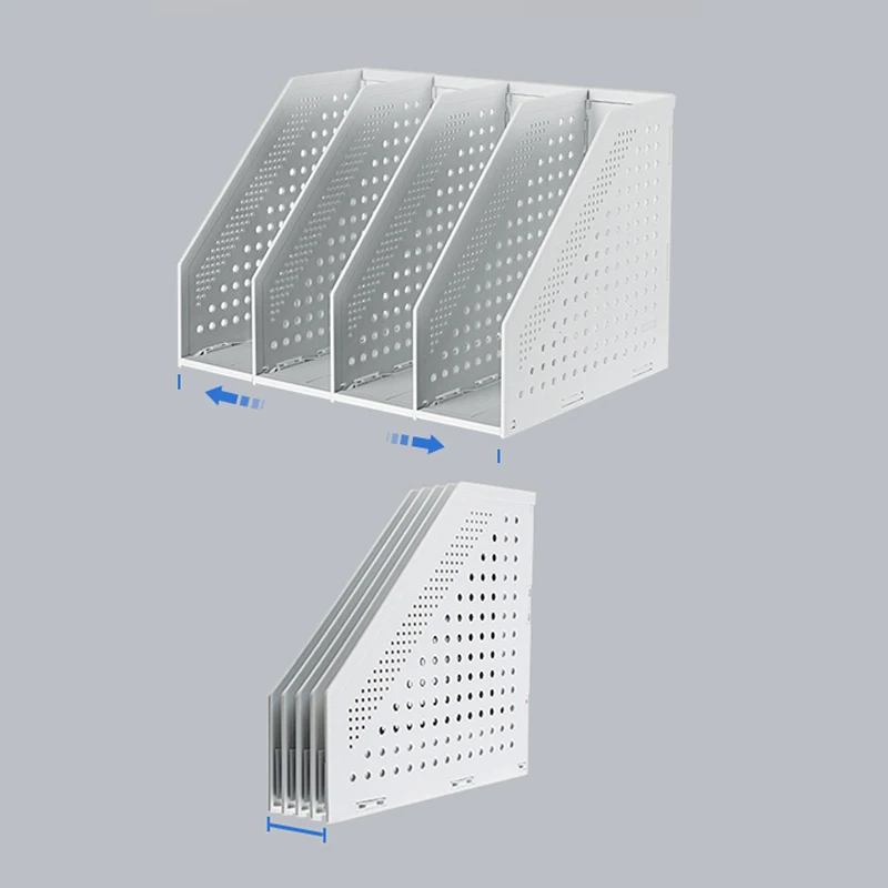 Пластиковая серая корзина для хранения книг с 4 ячейками вертикальный органайзер