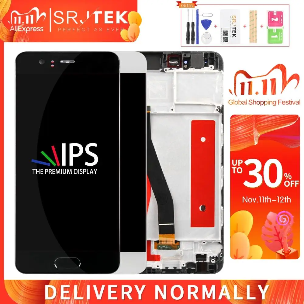 Для HUAWEI P10 LCD для дисплей панель сенсорный дигитайзер полная сборка Рамка VTR L09 ЖК