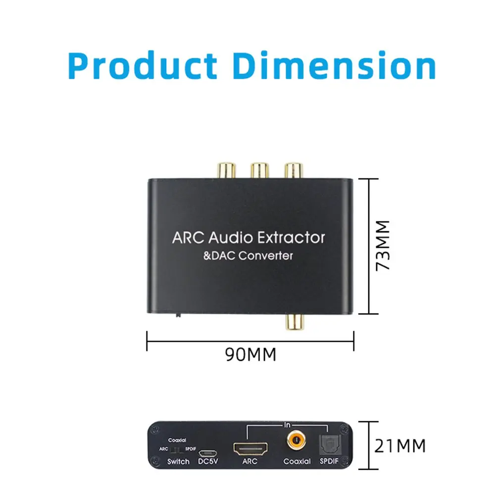 192 кГц Алюминий ARC аудио адаптер 3 5 мм Джек Выход HDMI экстрактор аудиосигнала из