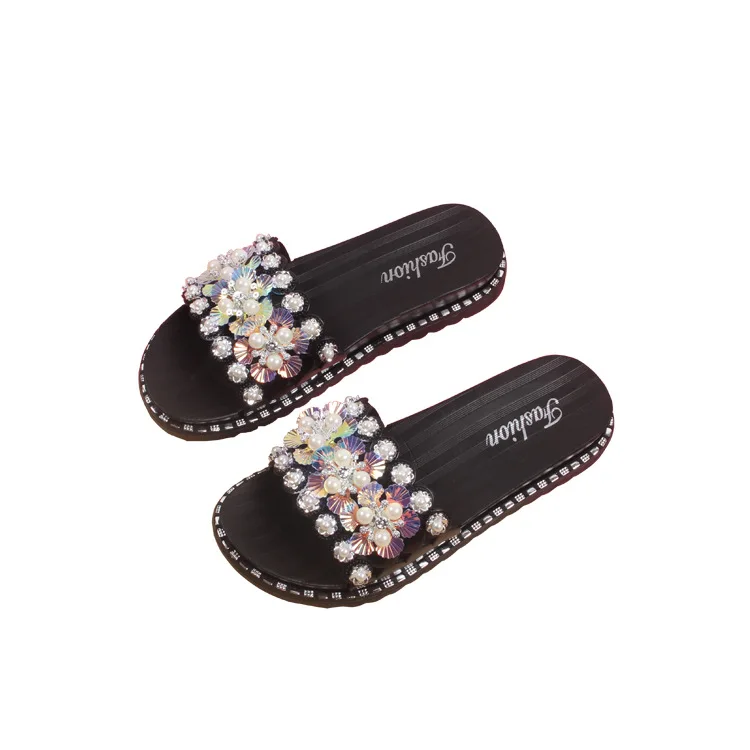 

Women sandals summer flat pearl sandals flip flops rome shoes string bead slippers mujer gladiator sandalias sapatos femininos